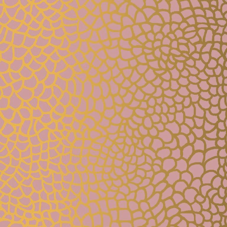 Hand-Screened Peel Wallpaper in Blush Gold Colorway For Sale