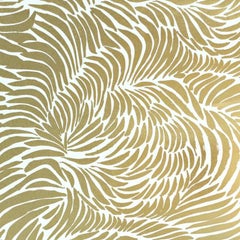 Hand-Screened Plume Wallpaper in Rich Gold Colorway