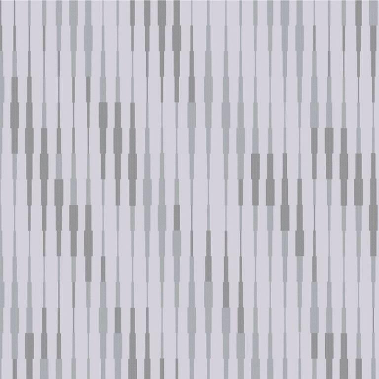 Hand-Screened Cascade Wallpaper in Silver Rain Colorway For Sale