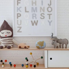 Hand-Screened Baby Elephant Walk Wallpaper in Rain Colorway