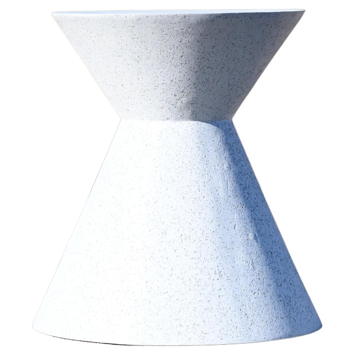 Cast Resin 'Kona' Stool & Side Table, White Stone Finish by Zachary A. Design