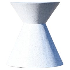 Cast Resin 'Kona' Stool & Side Table, White Stone Finish by Zachary A. Design