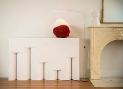 Cast Resin 'Raised Brow' Console Table, White Stone Finish by Zachary A. Design