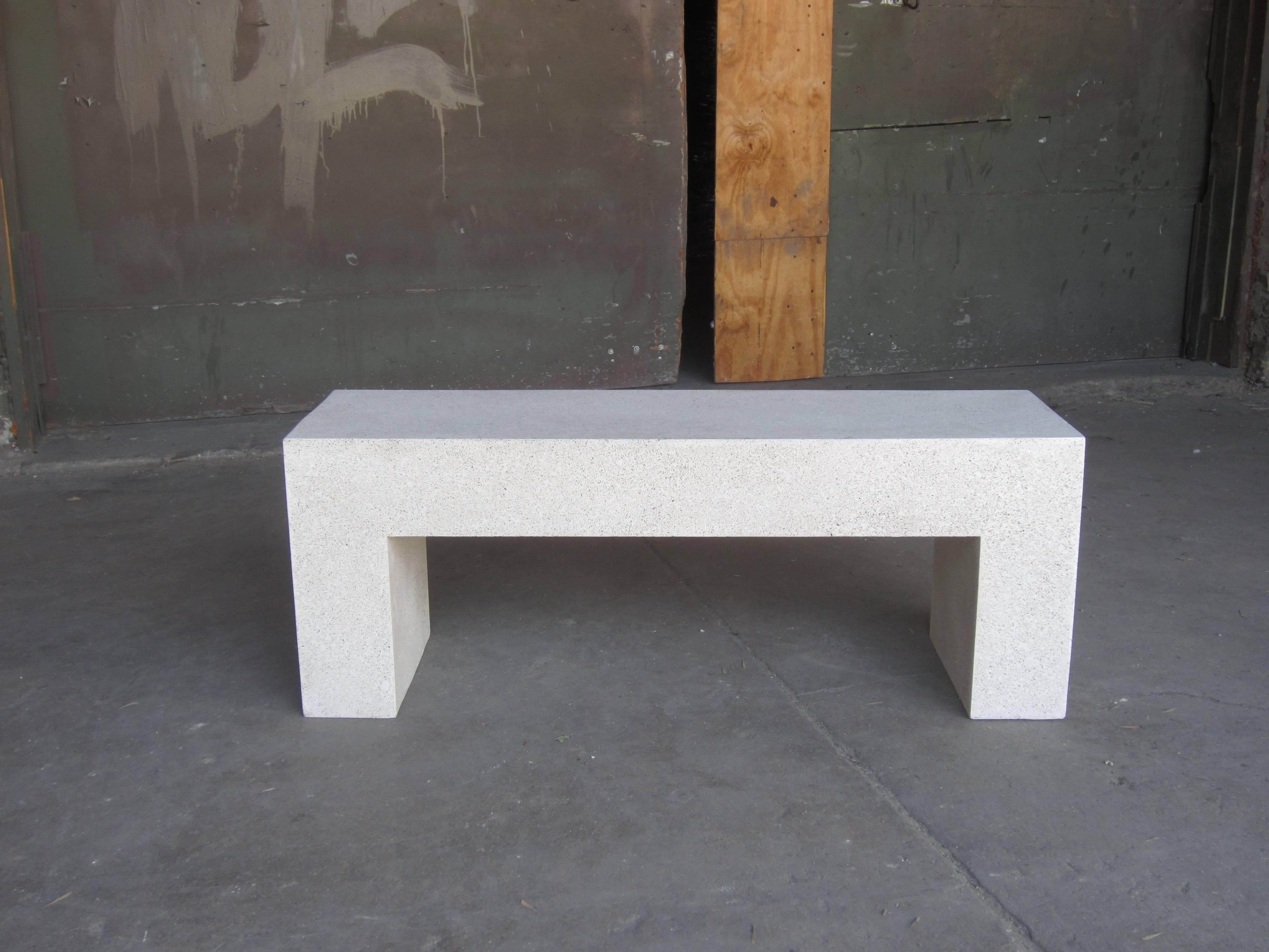 Minimalist Cast Resin 'Aspen' Bench, Natural Stone Finish by Zachary A. Design For Sale