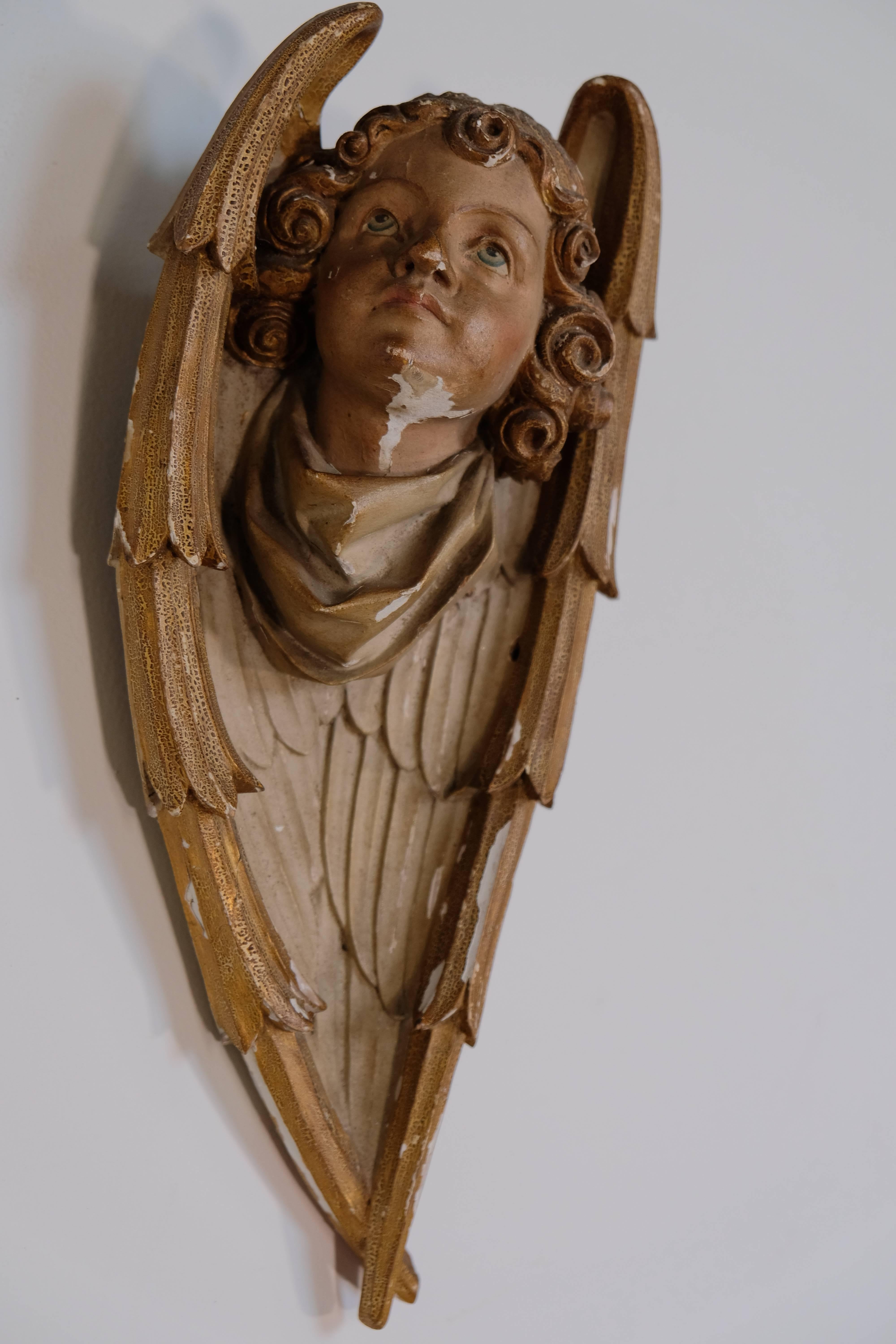 Early 20th Century Set of Three Painted Angels For Sale