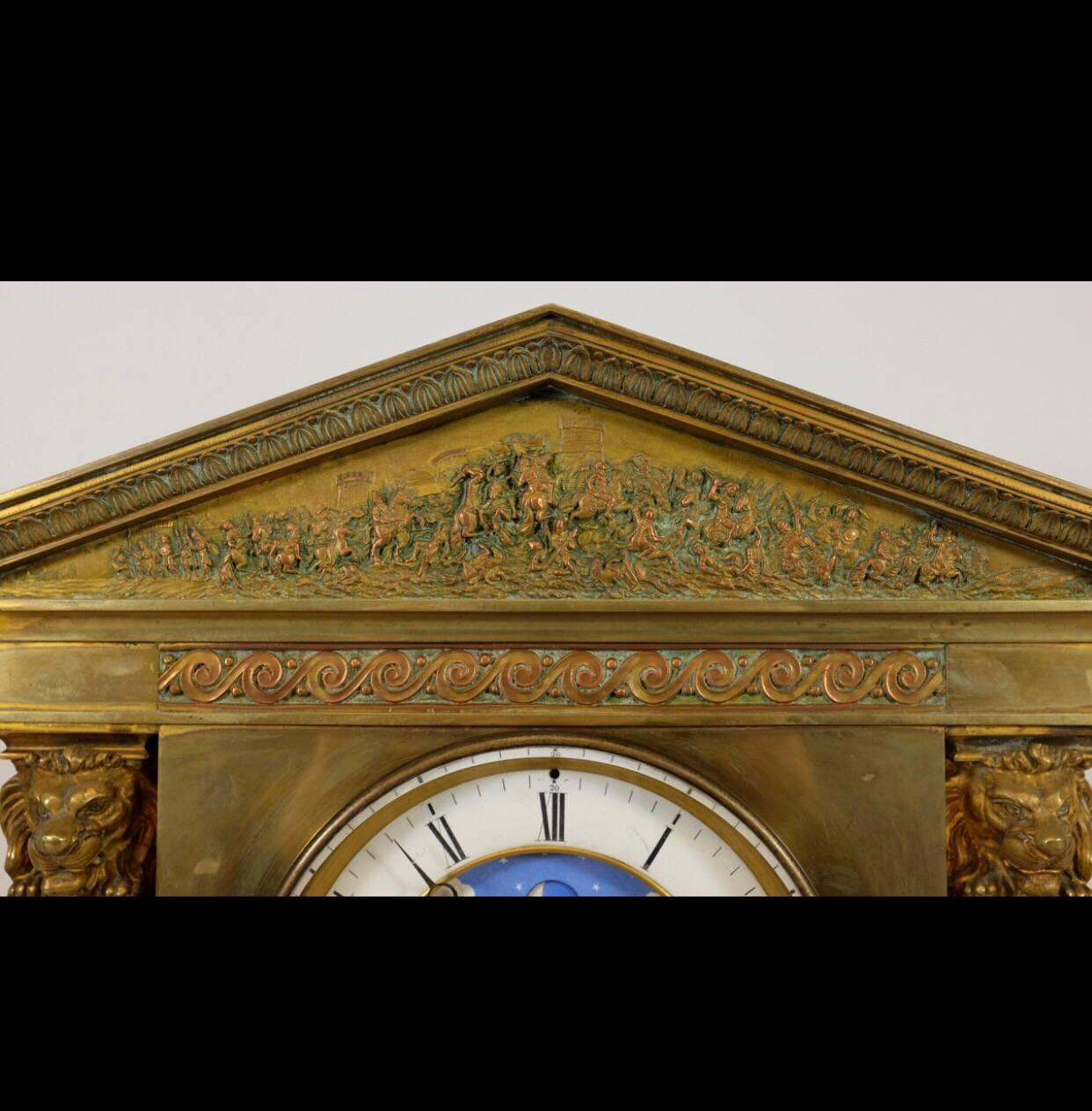Achille Brocot and Delettrez Neoclassical Perpetual Calendar Clock Garniture Set For Sale 2