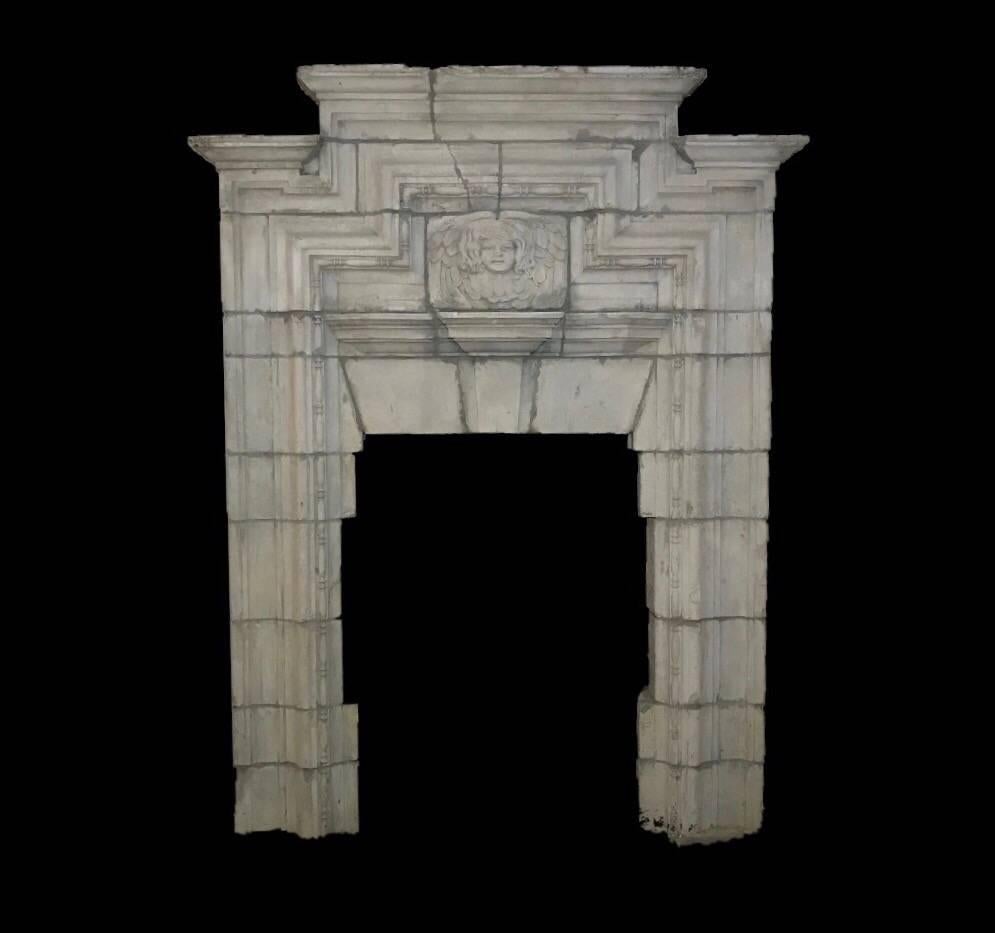 Huge and Unique Hand-Carved Stone Fireplace from a Demolished English Castle For Sale 2
