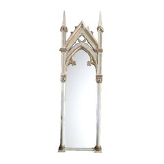 Antique Huge Full Length Early Victorian Gothic Revival Mirror