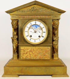 Achille Brocot and Delettrez Neoclassical Perpetual Calendar Clock Garniture Set
