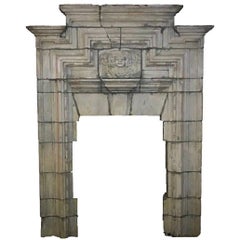 Huge and Unique Hand-Carved Stone Fireplace from a Demolished English Castle