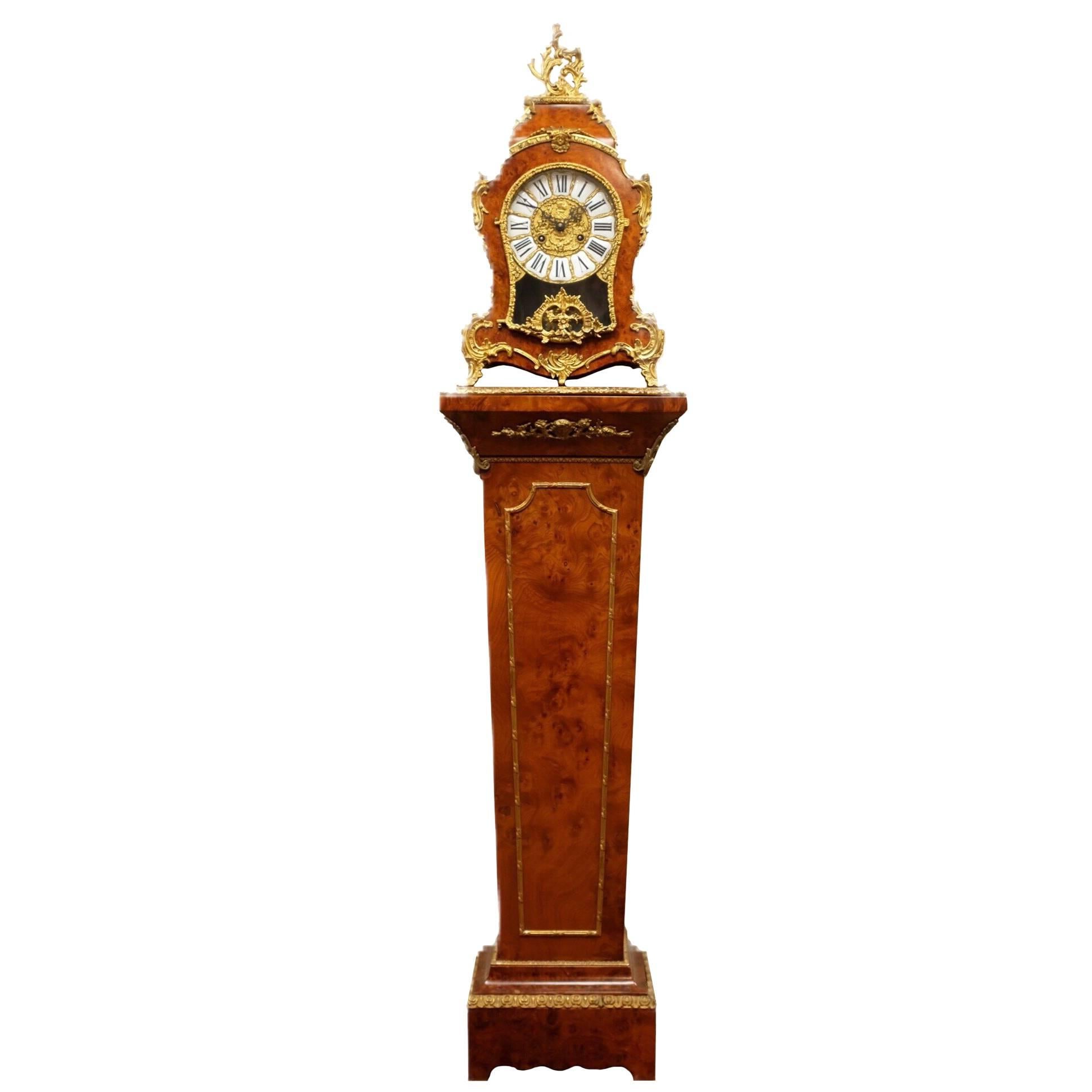 Gilt Mounted 20th Century Walnut Veneered Bracket Clock on Pedestal For Sale