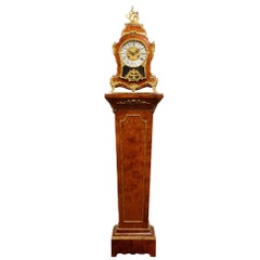 Vintage Gilt Mounted 20th Century Walnut Veneered Bracket Clock on Pedestal