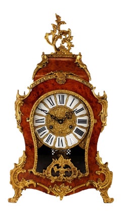 Gilt Mounted 20th Century Walnut Veneered Bracket Clock on Pedestal