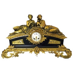 Huge Japy Freres Gilt and Brass Rocco Style Desk Clock