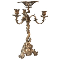 Antique Elkington Mason & Co. Victorian Silvered Table Candelabrum Centerpiece