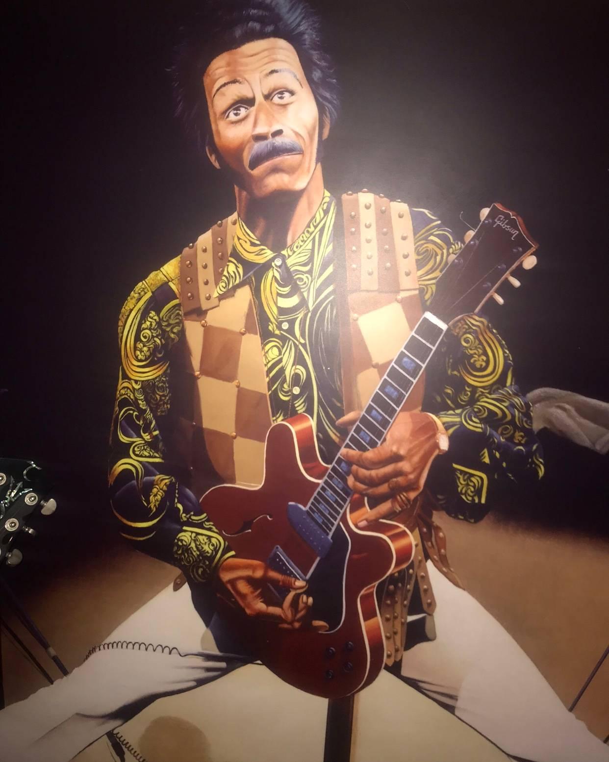 Huge one-off print on board of Chuck Berry in a gilt frame For Sale 2