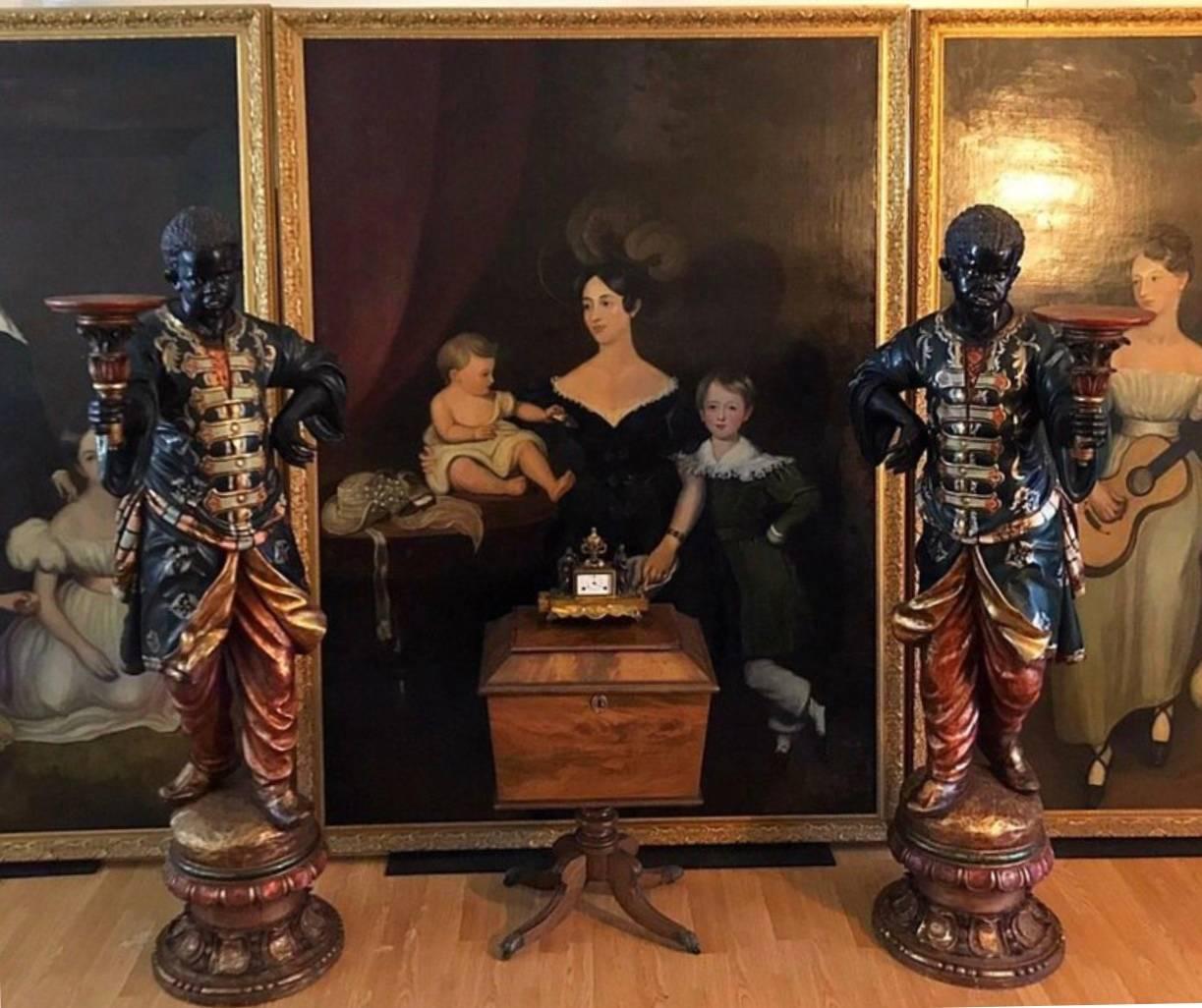 Oiled Huge Full Length Portrait of the Chandos-Pole Family of Radbourne Hall, England For Sale