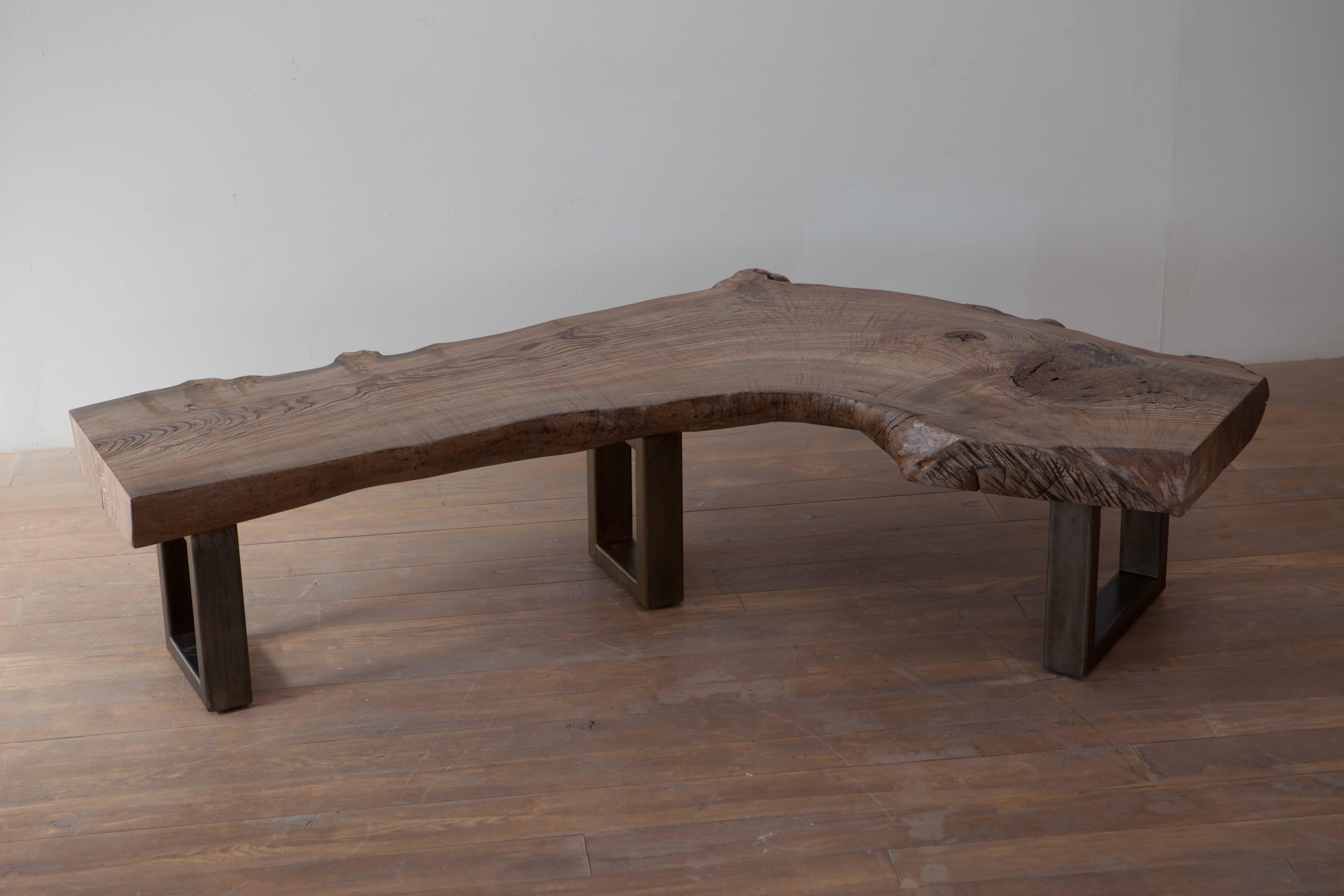 Futatsu Bench or Organic Modern Reclaimed Wood Bench In New Condition For Sale In Brooklyn, NY