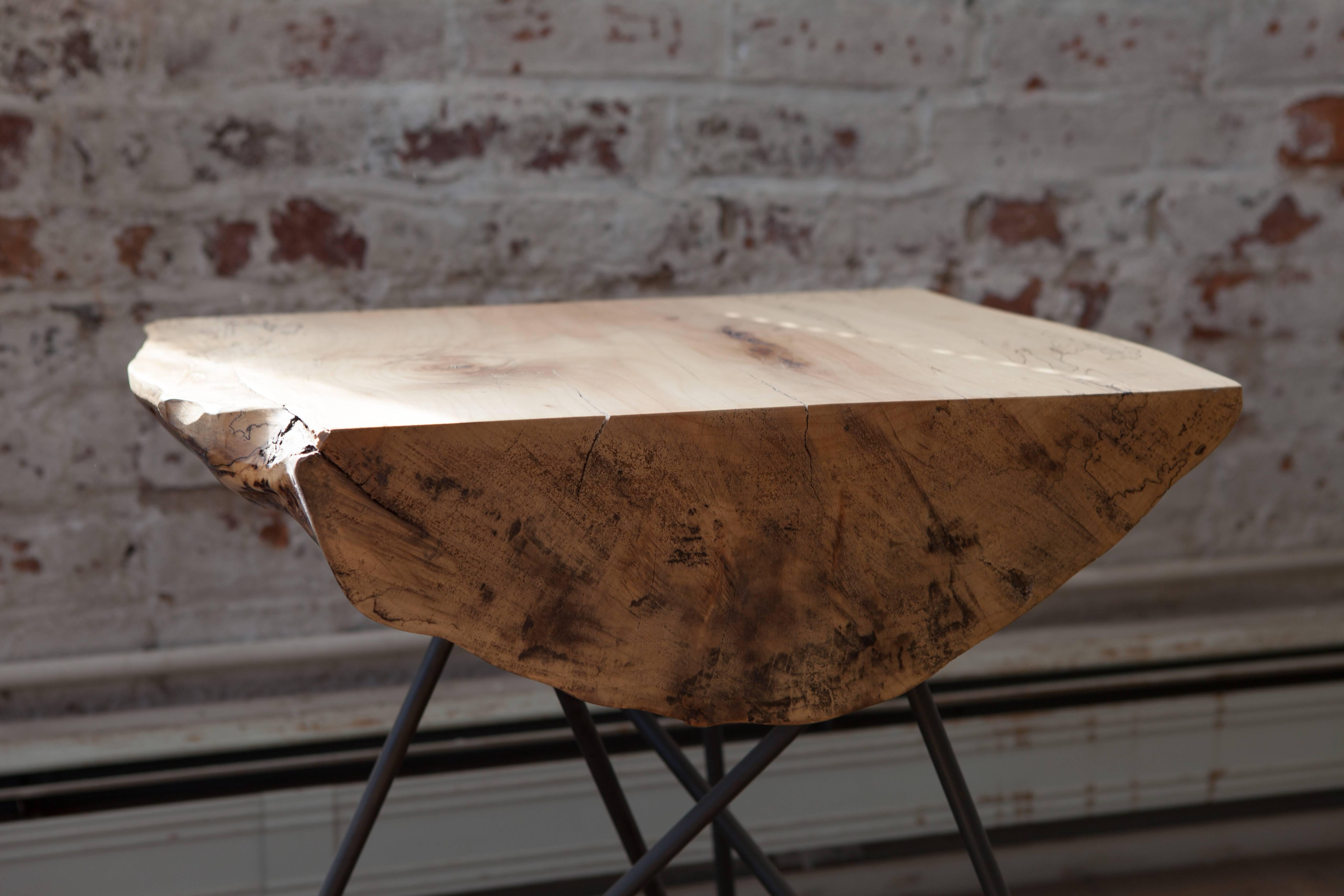 Contemporary Kirikabu Minimal Modern Reclaimed Wood Side Table For Sale