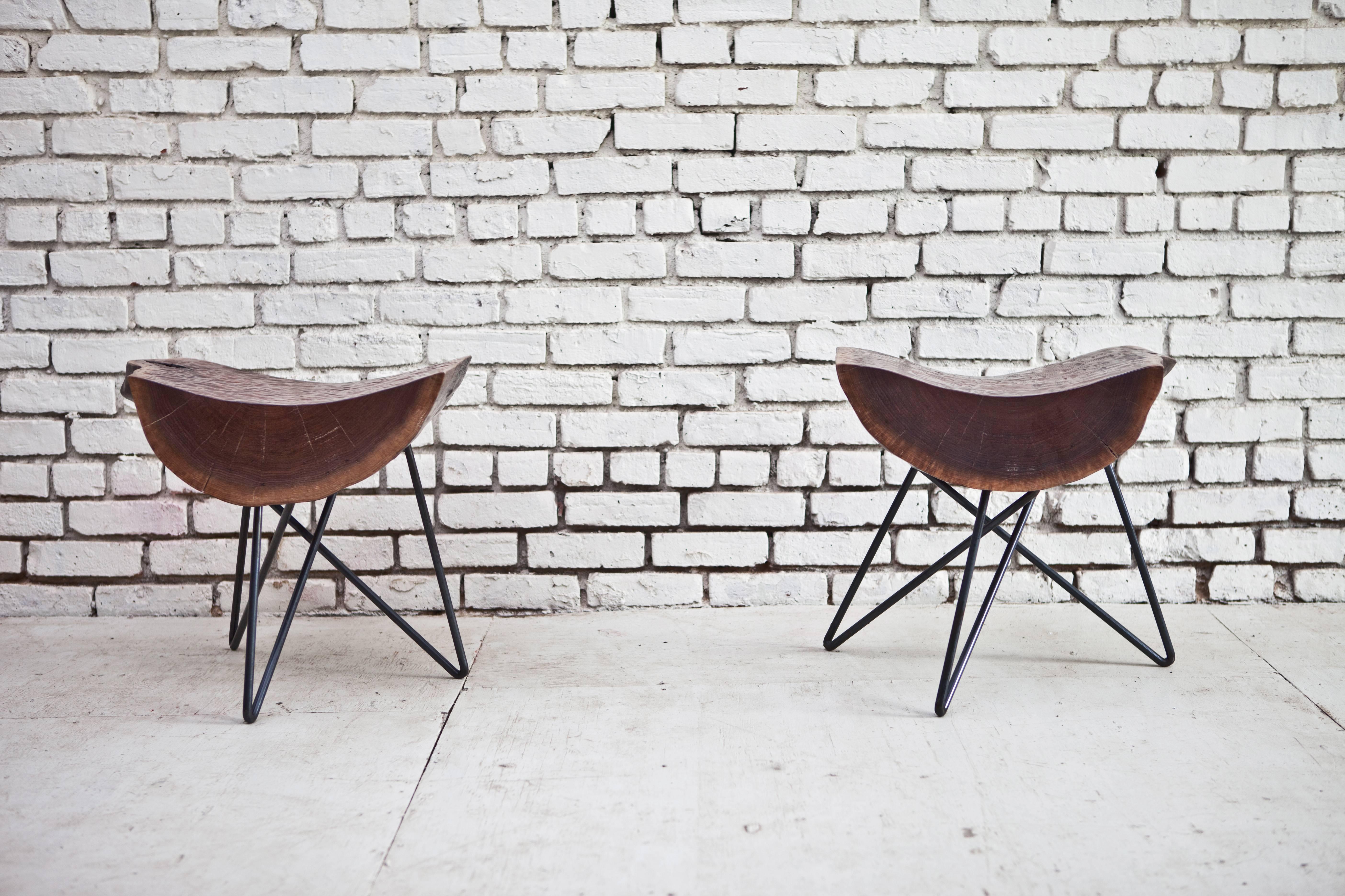 Kirikabu Minimal Modern Reclaimed Wood Side Table For Sale 2