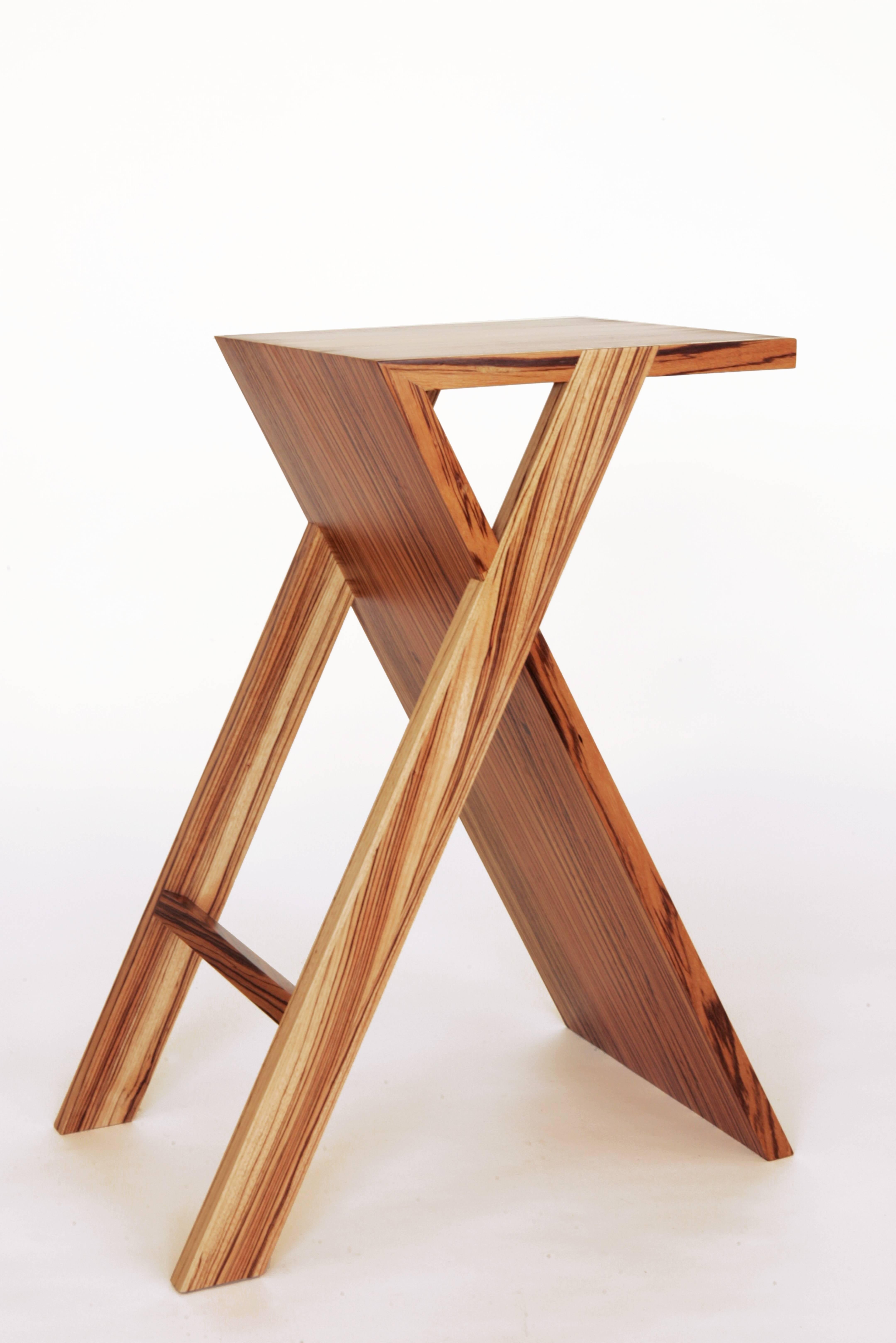 Z Stool, Minimal Modern Reclaimed Wood Stool In New Condition For Sale In Brooklyn, NY