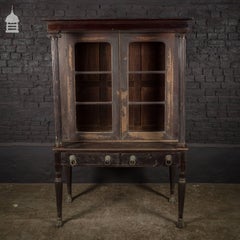 19th Century Ebonized Bookcase with Fluted Columns and Bronze Paw Feet