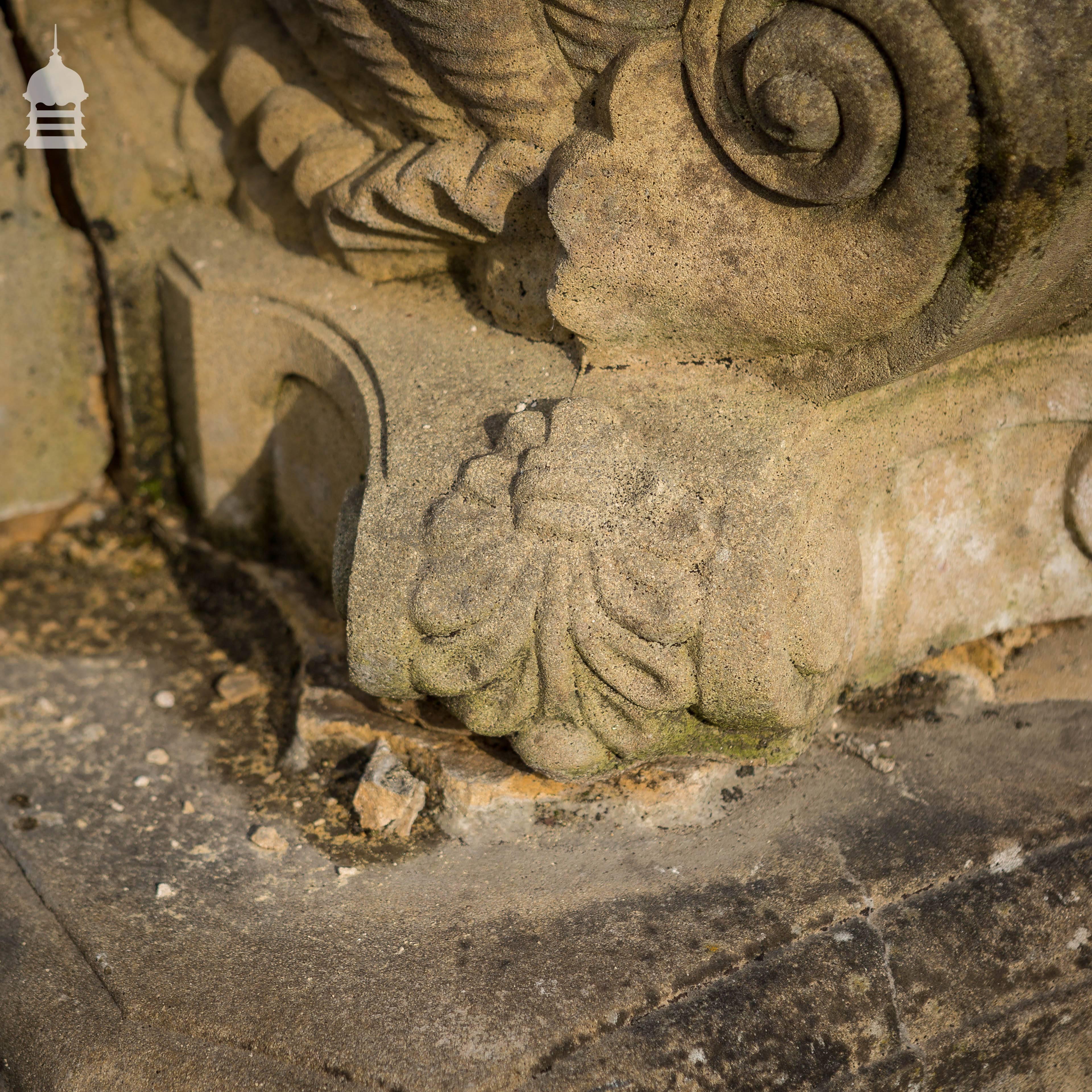 Composition Stone Pond with Ornate Egg and Dart Detail and Shell Fountains 3