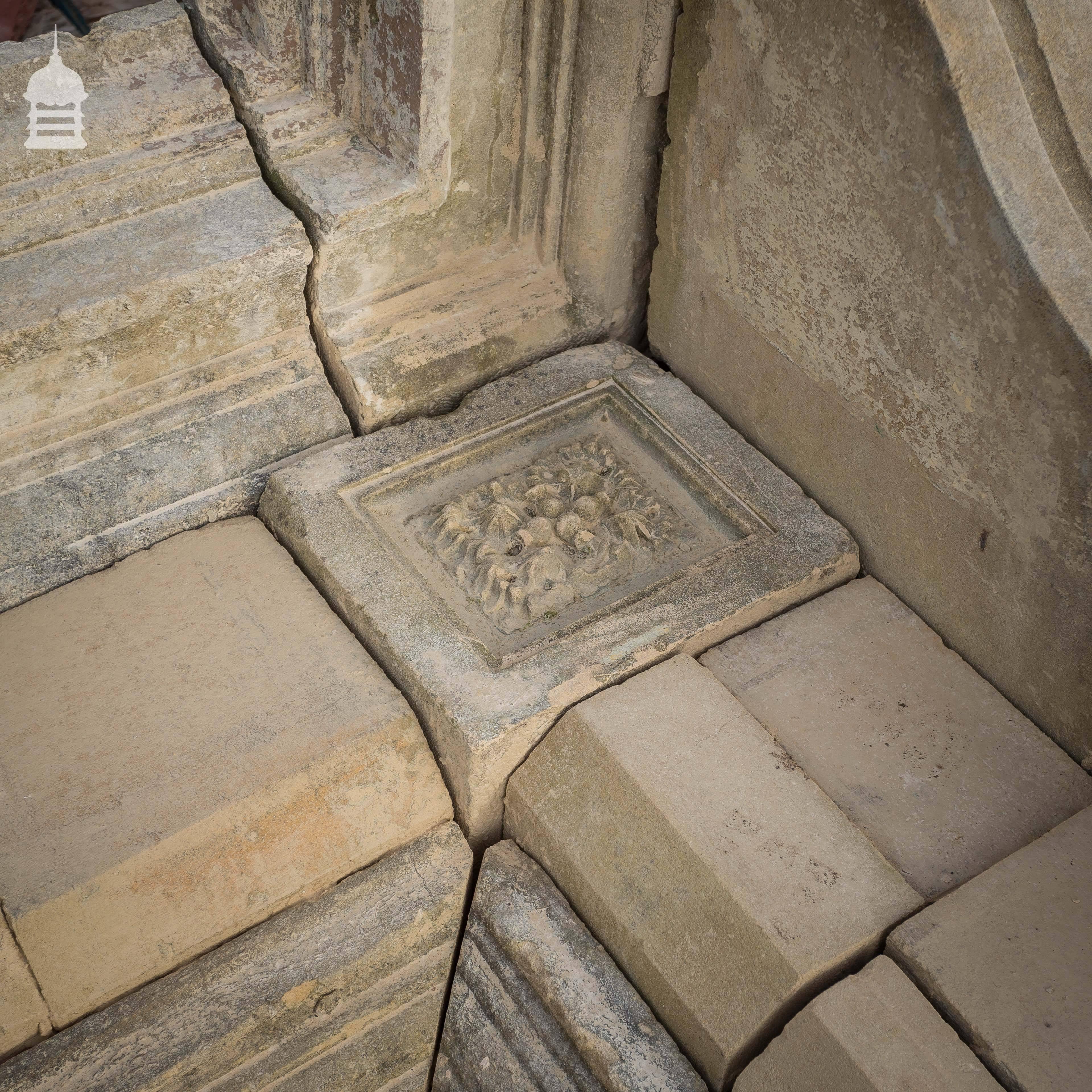 Bath Stone Doorway Entranceway with Carved Rose and Thistle Design 2