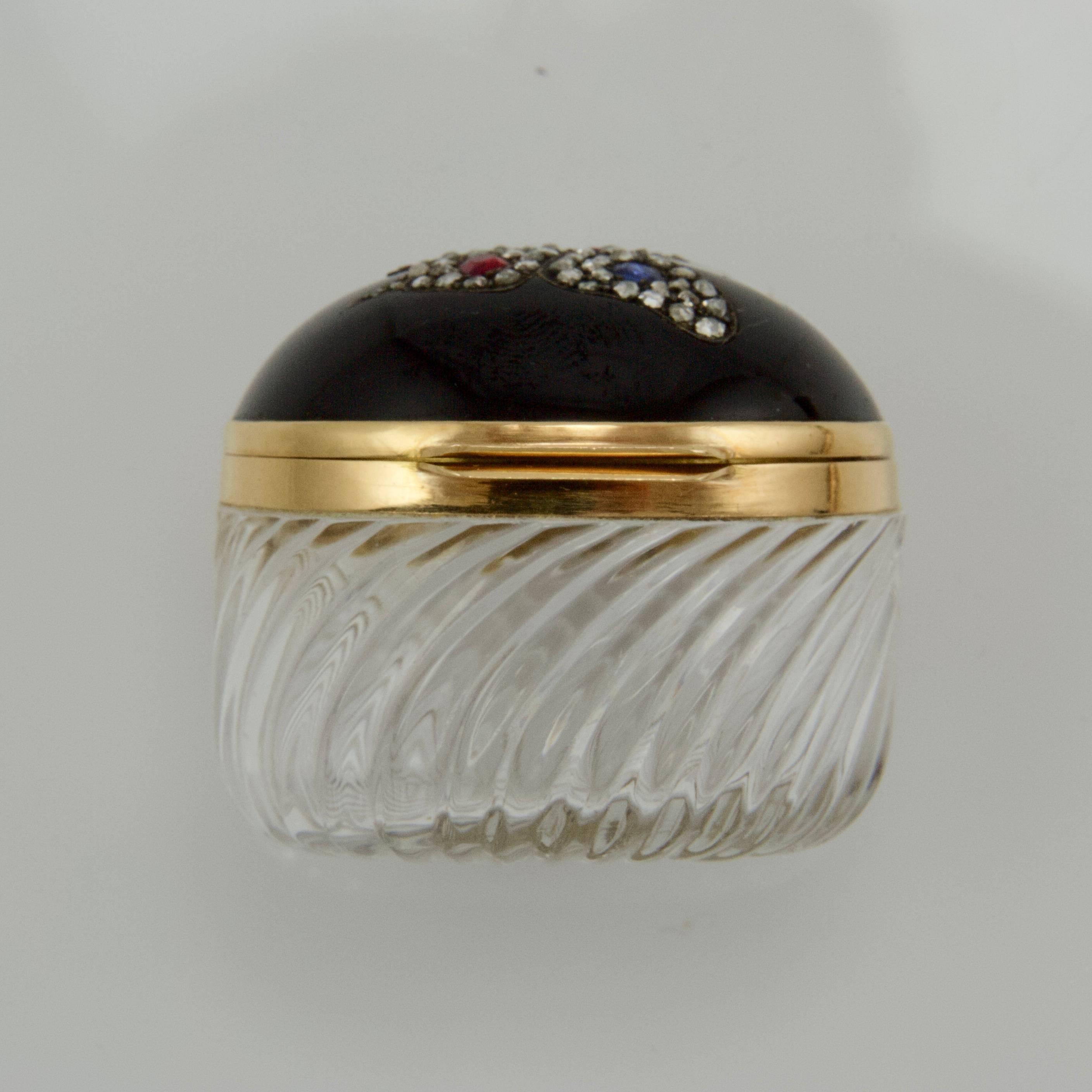 French 19th Century Garnet and Precious Stones Pill Box For Sale