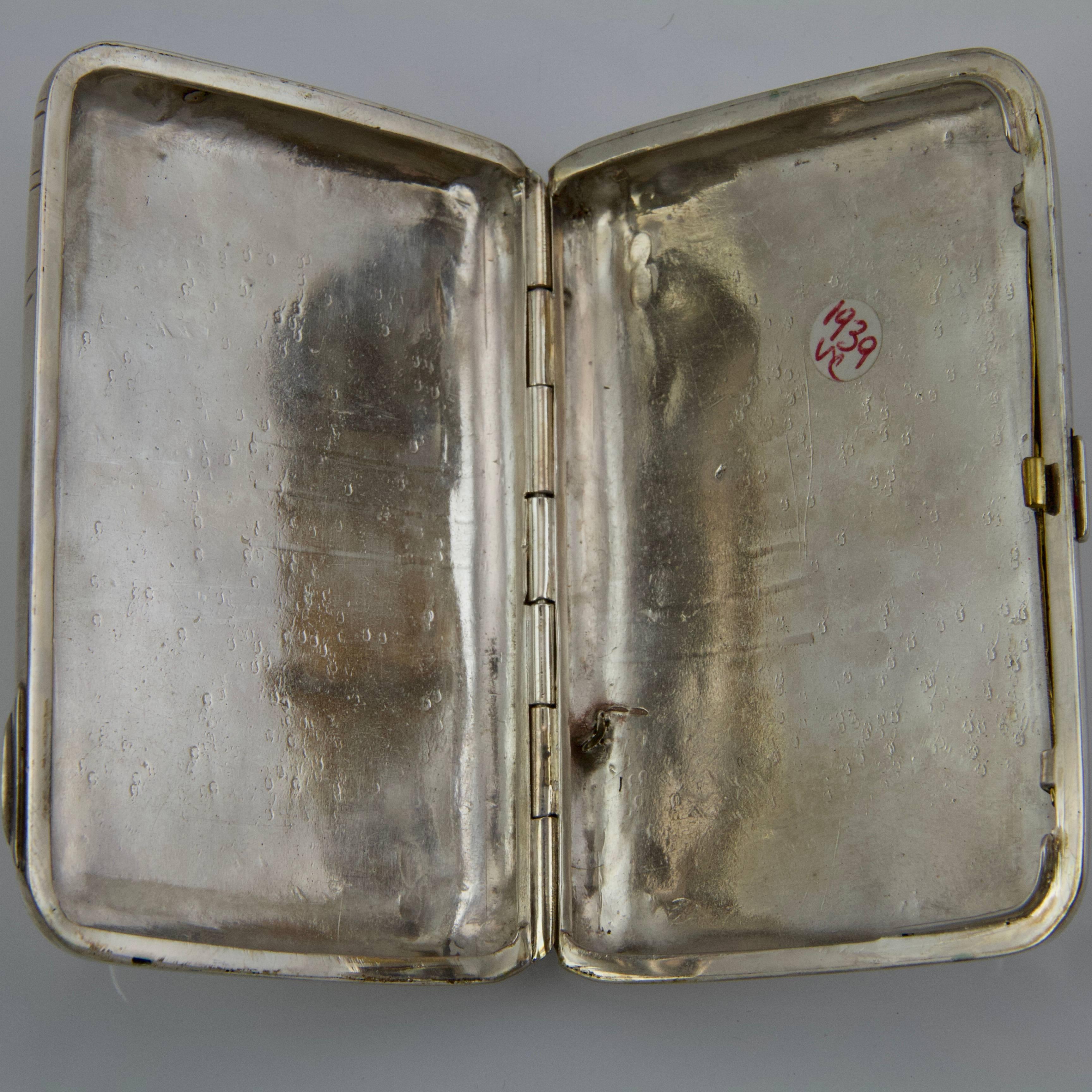 Art Nouveau 20th Century Russian Romantic Silver Cigarette-Case