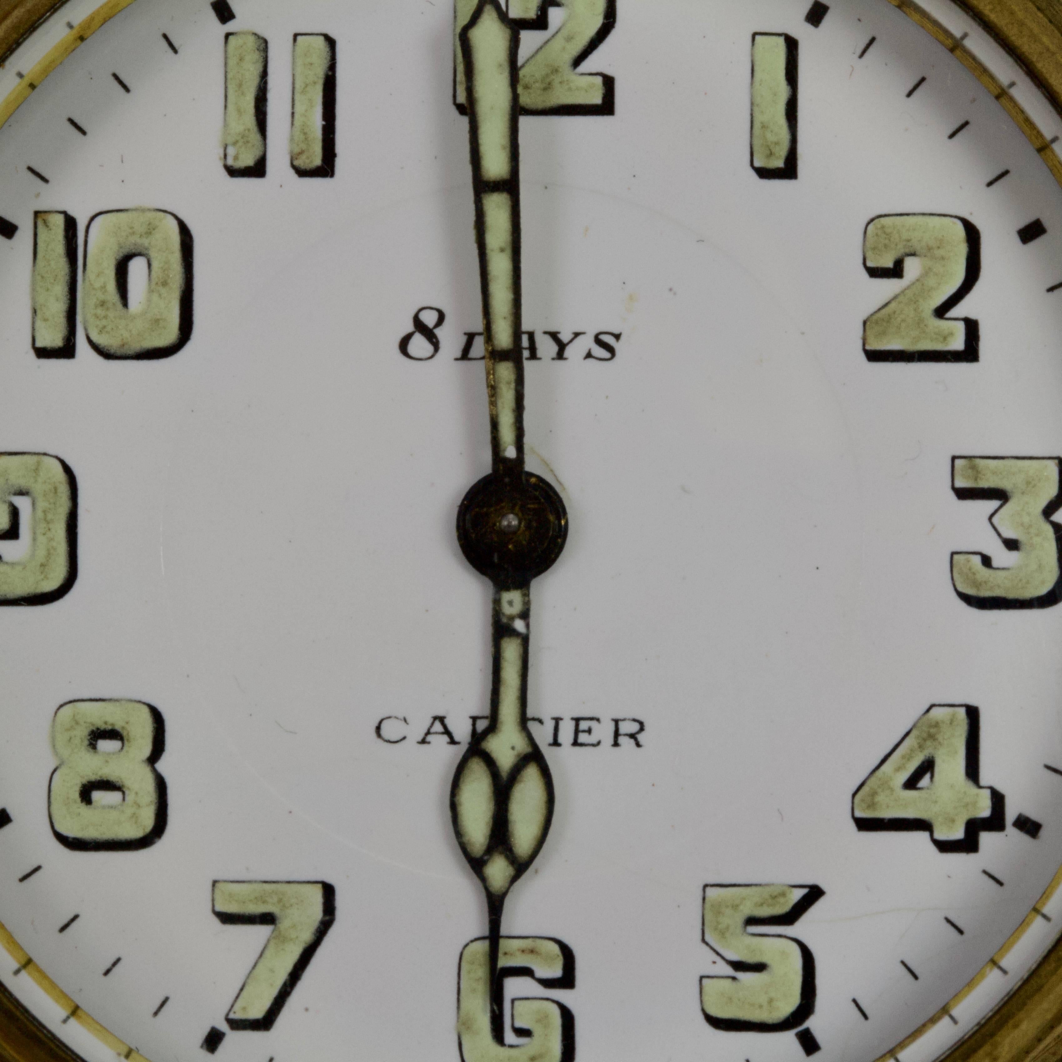 Antique 20th Century Enamel Silver Desk Clock by Cartier 2