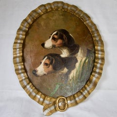 Antique 19th Century Set of Dog's Portrait on Canvas