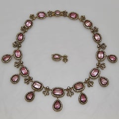 Early 19th Century French Pink Topaze and Diamond Necklace