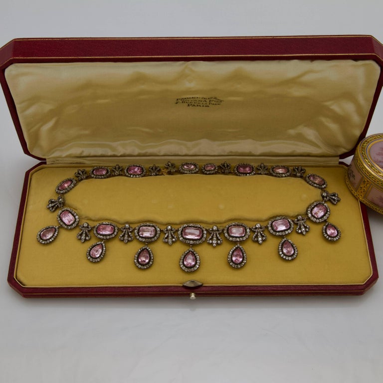 Early 19th Century French Pink Topaze and Diamond Necklace For Sale at ...