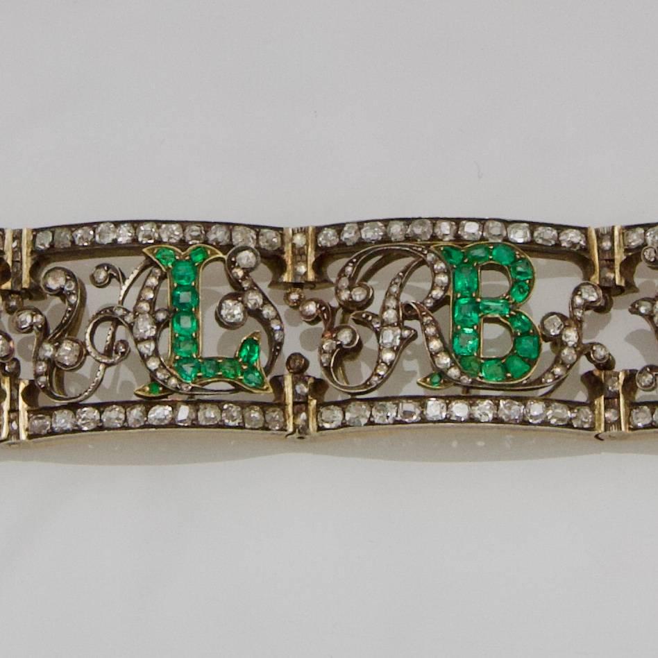 German 19th Century of Saxony Historical and Royal Emeralds and Diamonds Bracelet 1853 For Sale
