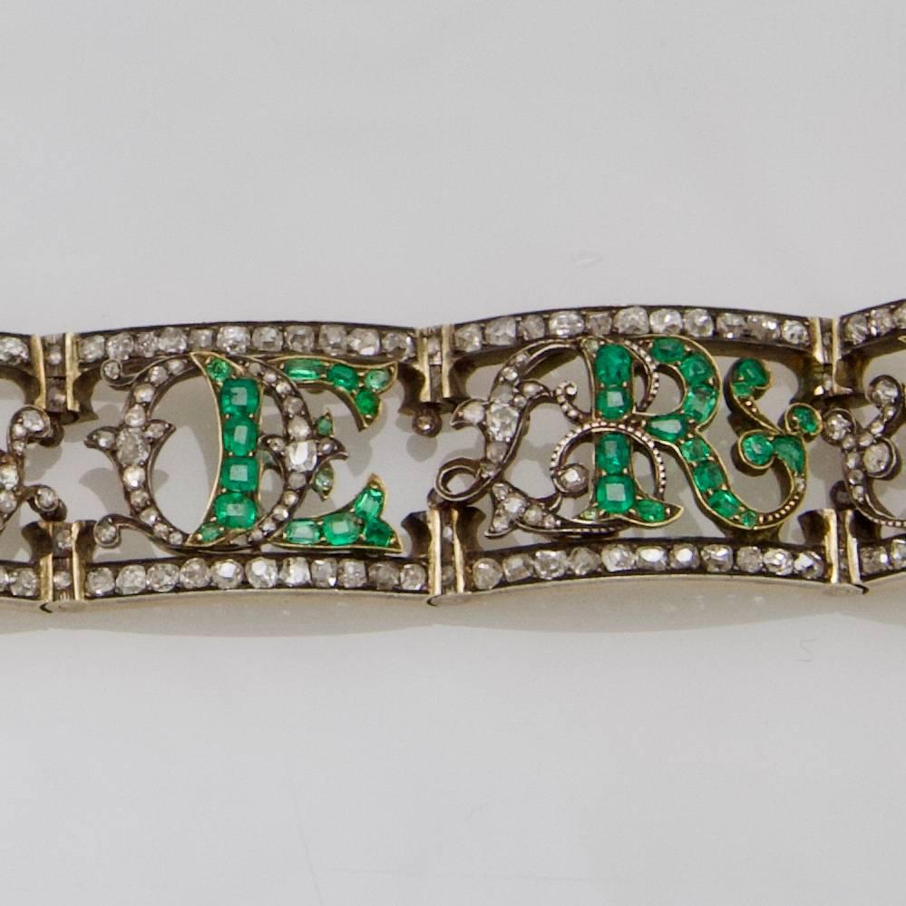 19th Century of Saxony Historical and Royal Emeralds and Diamonds Bracelet 1853 In Good Condition For Sale In Paris, FR
