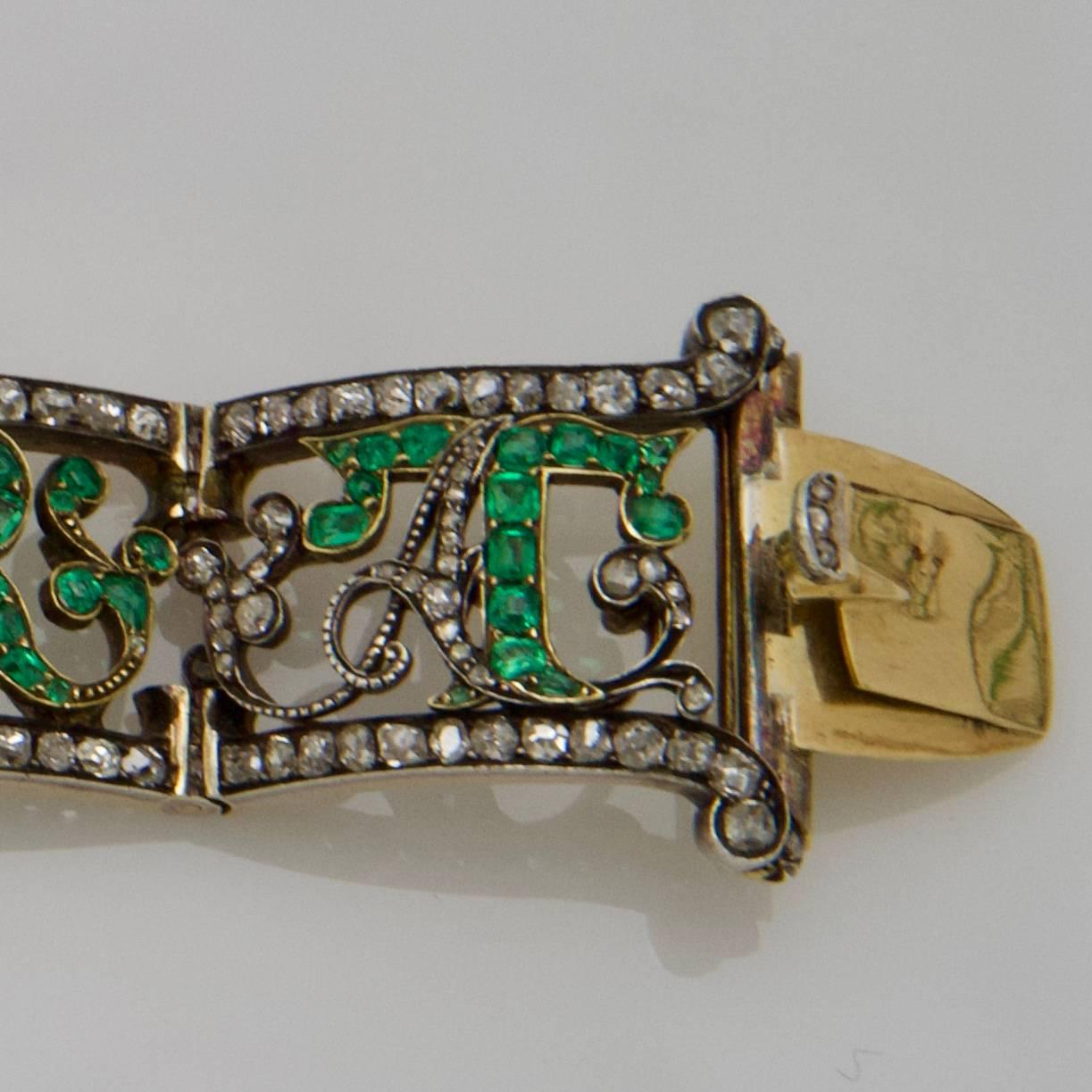 Mid-19th Century 19th Century of Saxony Historical and Royal Emeralds and Diamonds Bracelet 1853 For Sale