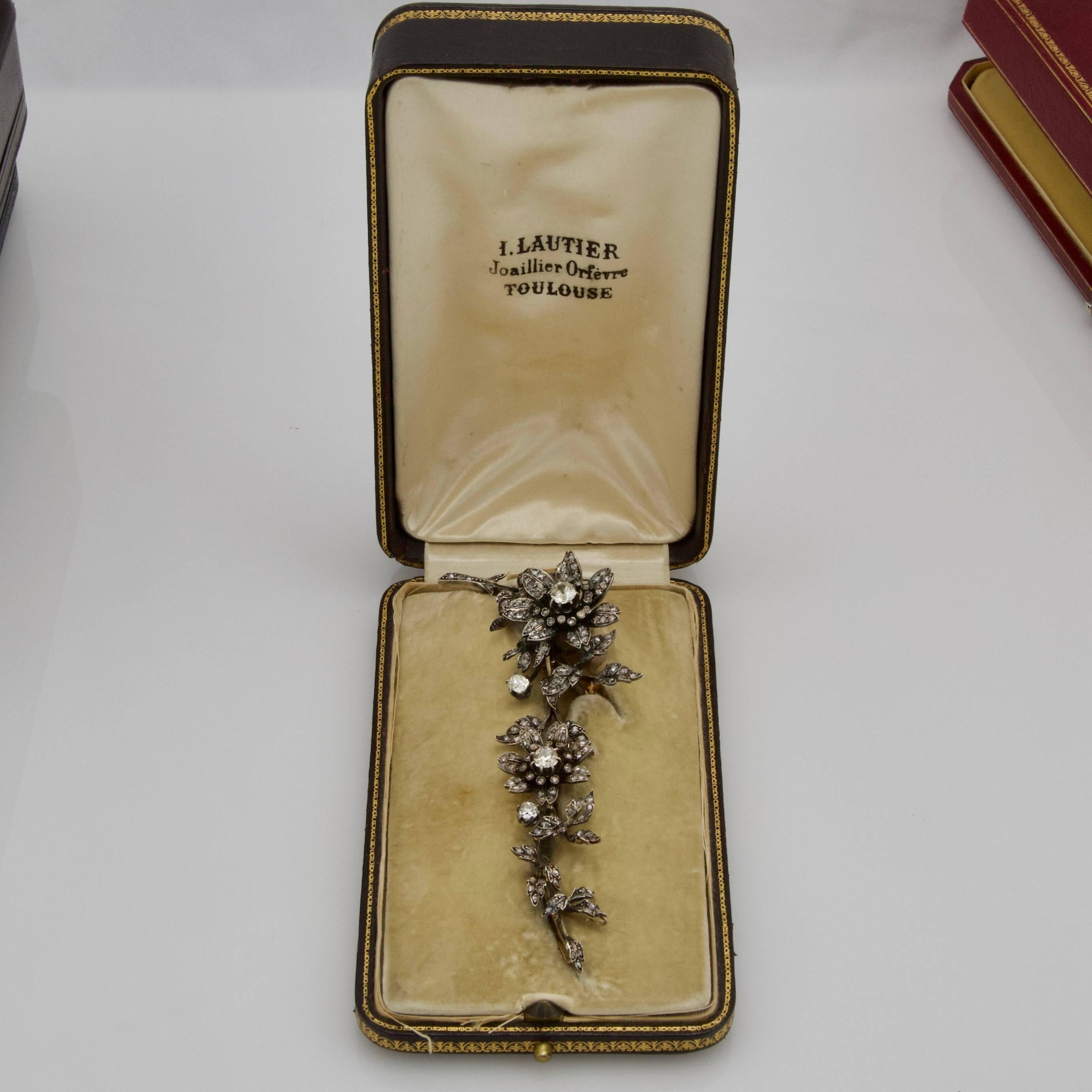 Or Combinaison antique française de diamant Trembleuse/Tiara en vente