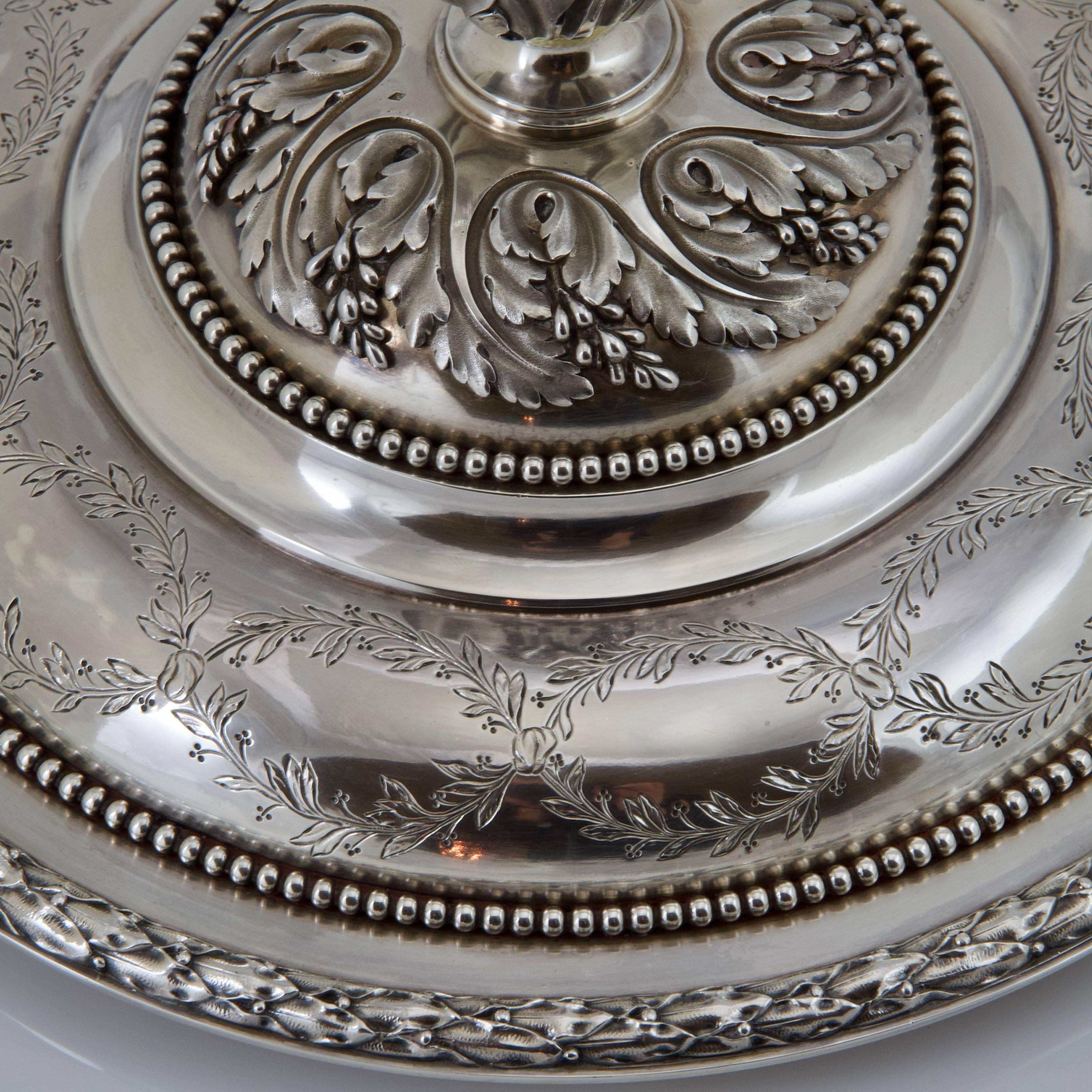 Antique Silver Pot à Oille and Cover with Matching Stand by Risler & Carré Paris For Sale 3