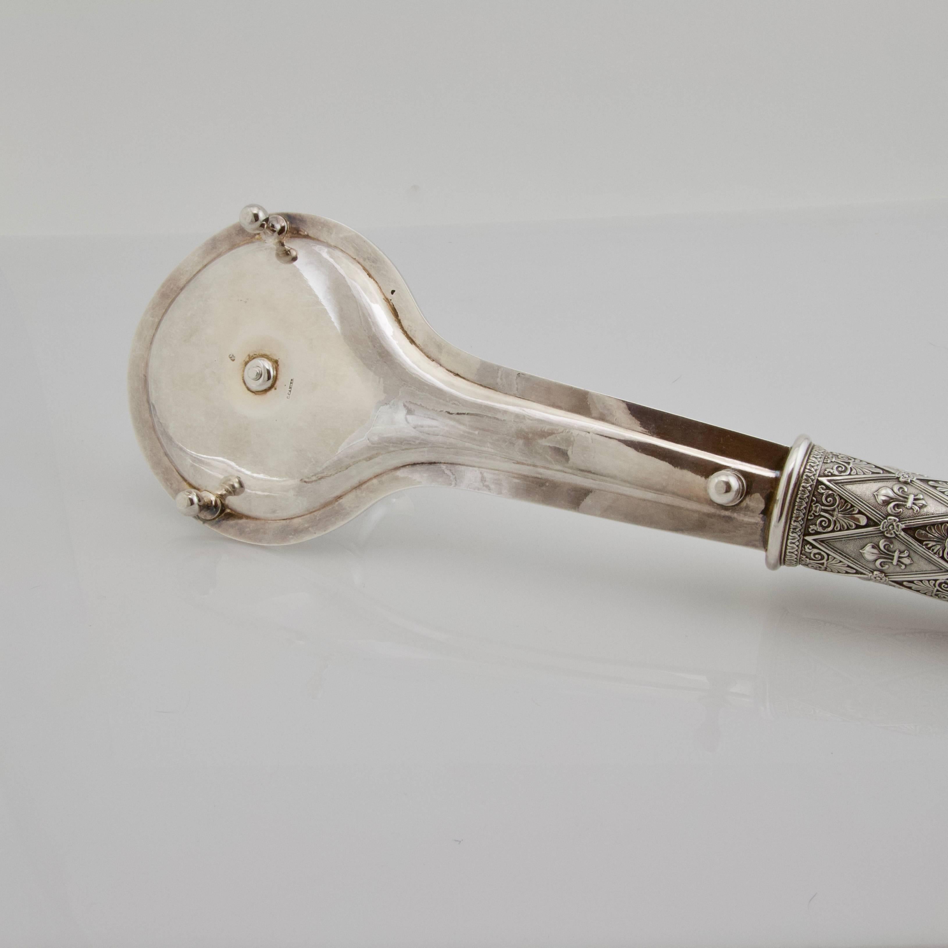 French Antique 19th Century Sterling Silver Palmatoria by Cahier Paris Restauration For Sale