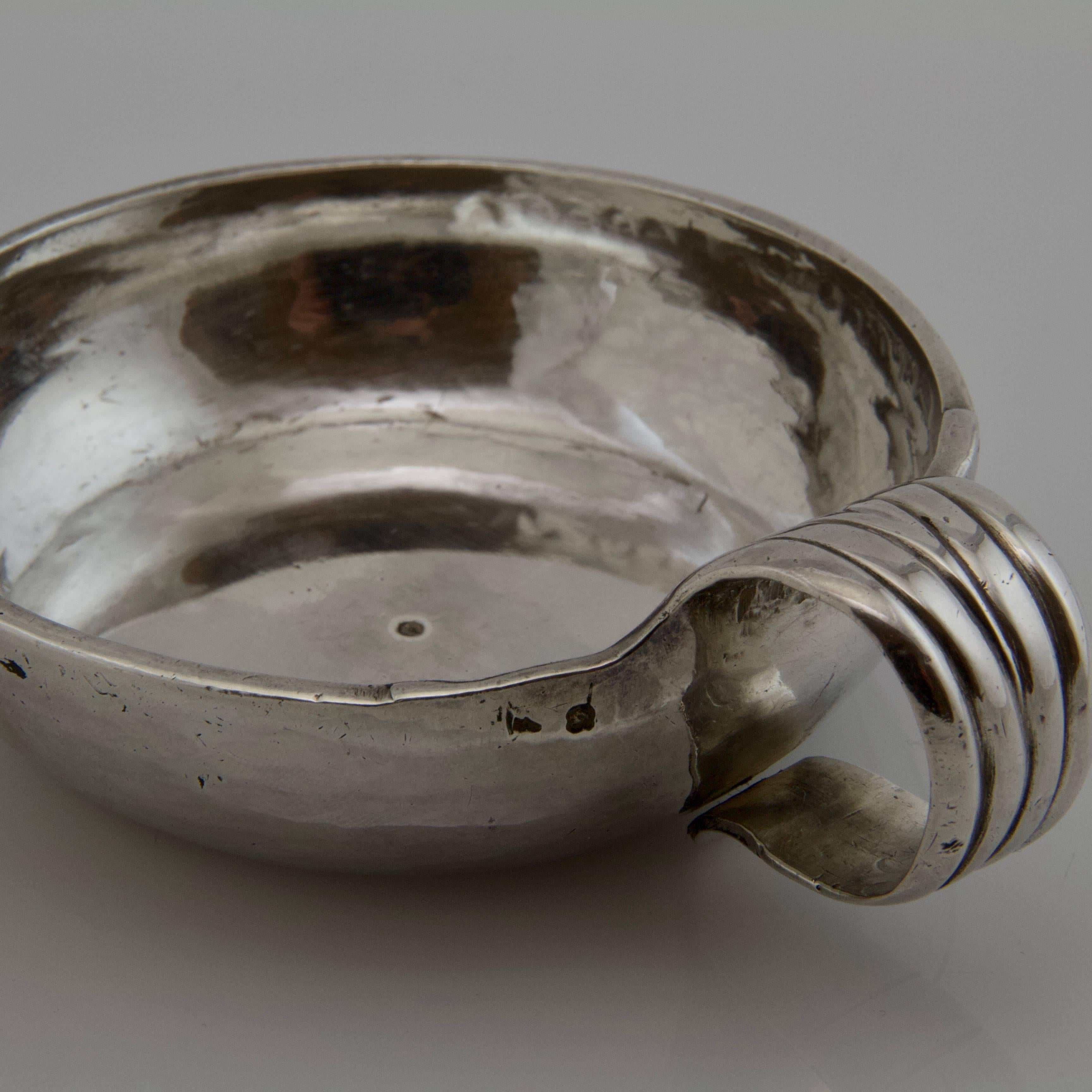 Hand-Crafted 18th Century Sterling Silver Tastevin by Louis-Nicolas Dehors, Orléans For Sale