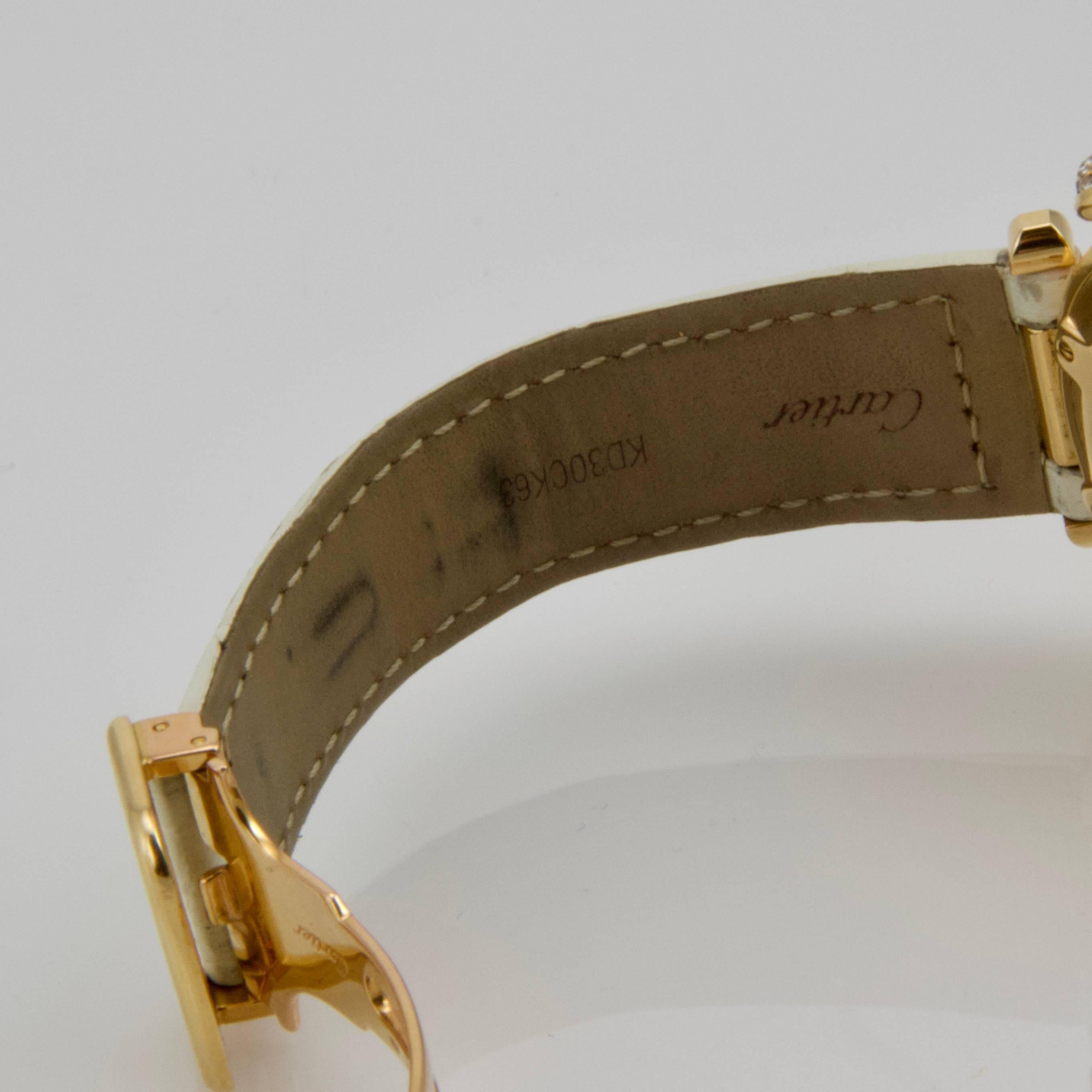 French Cartier Yellow Gold Diamond Pasha Chronograph Quartz Wristwatch Ref 1354/1 For Sale