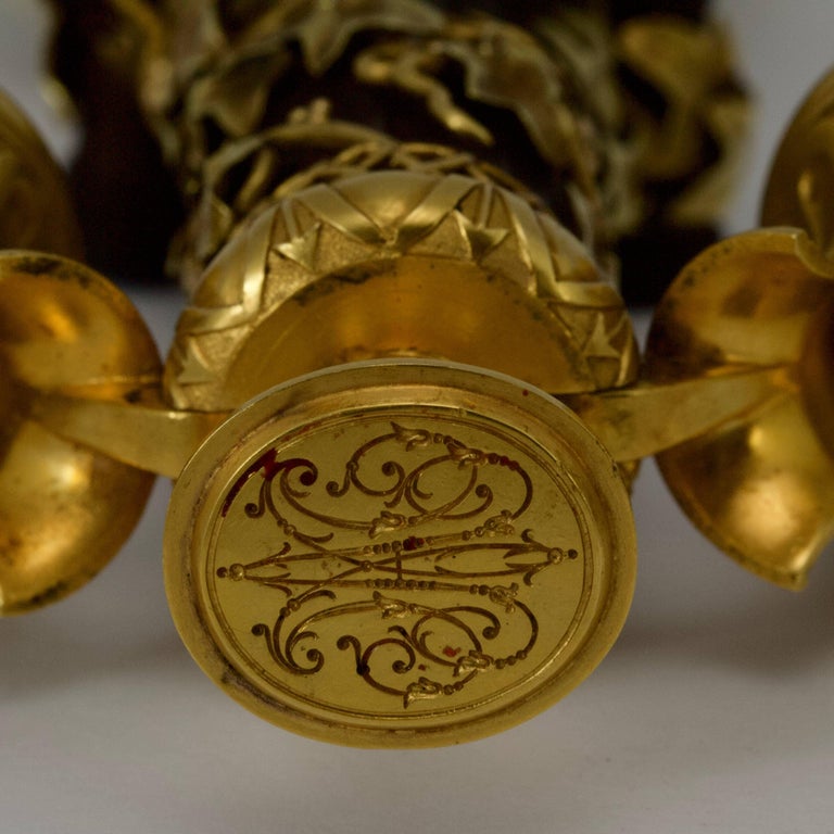 Antique French Historical Steel and Gold Seal For Sale at 1stDibs