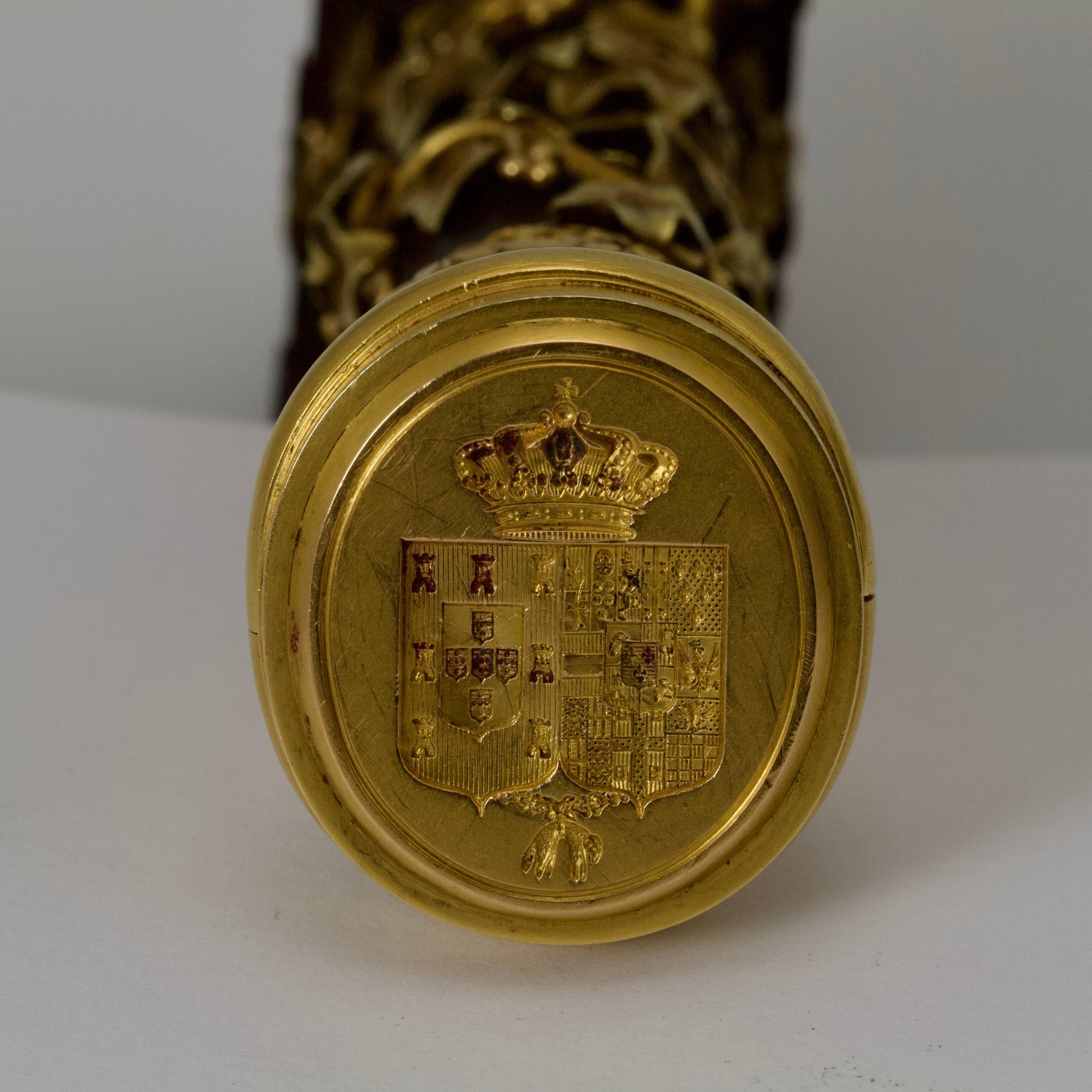 Antique French Historical Steel and Gold Seal For Sale 2