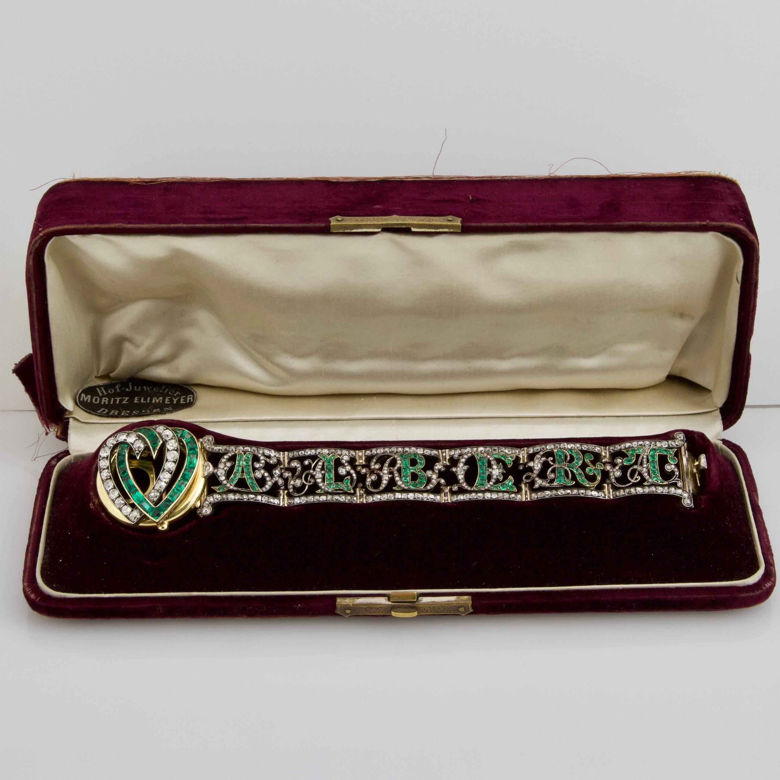19th Century of Saxony Historical and Royal Emeralds and Diamonds Bracelet 1853 For Sale 2