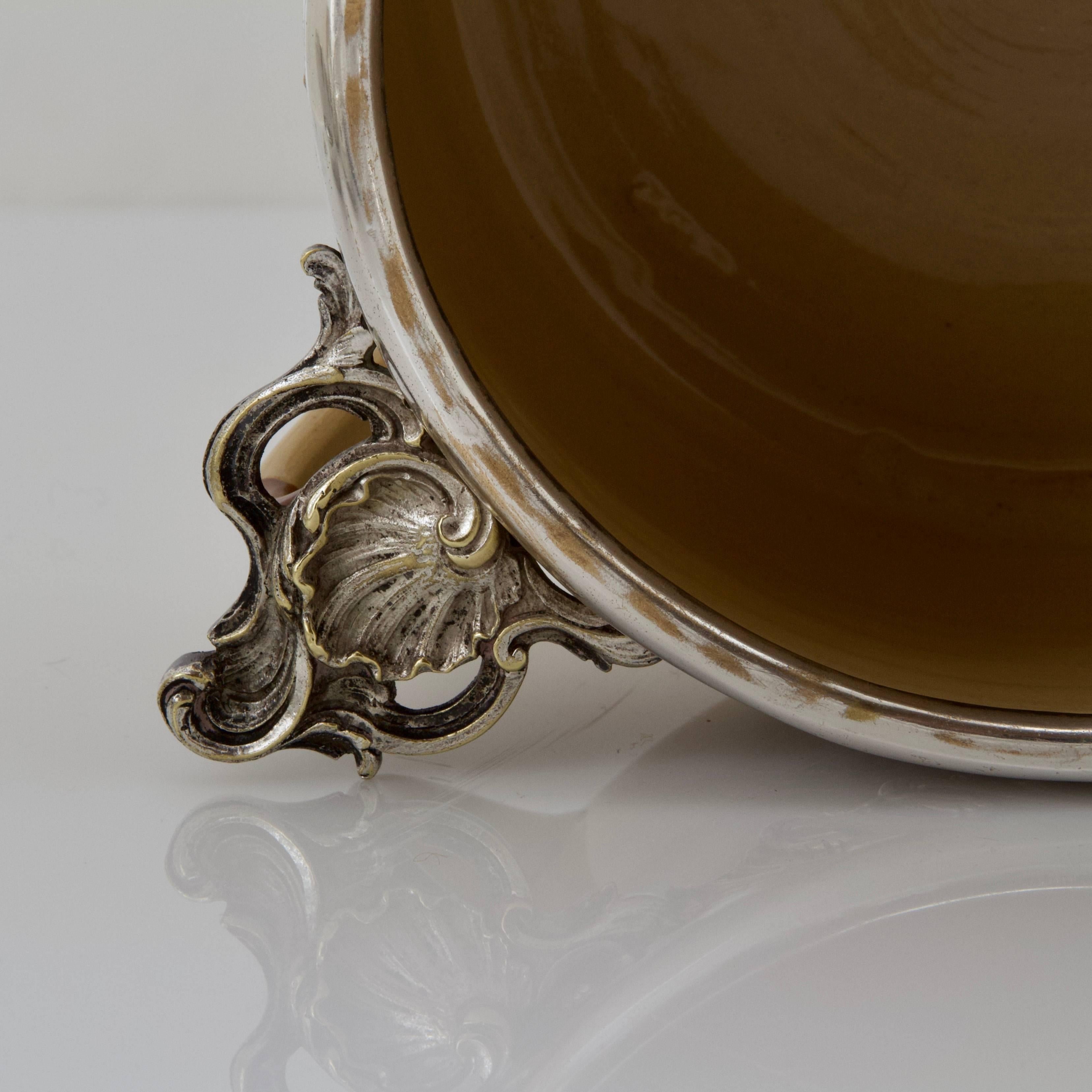 Silver Plate Antique Terracotta Provencal Soup Tureen For Sale