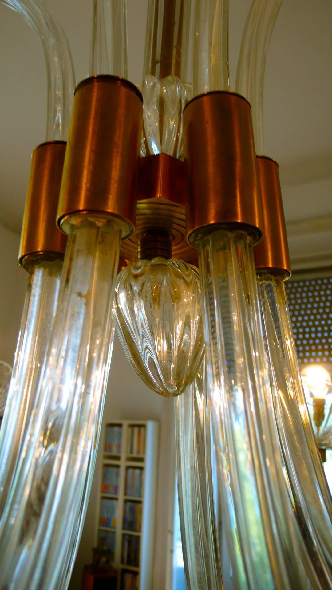 Majestic Art Deco Chandelier by Ercole Barovier, Murano, 1940s In Excellent Condition In Budapest, HU