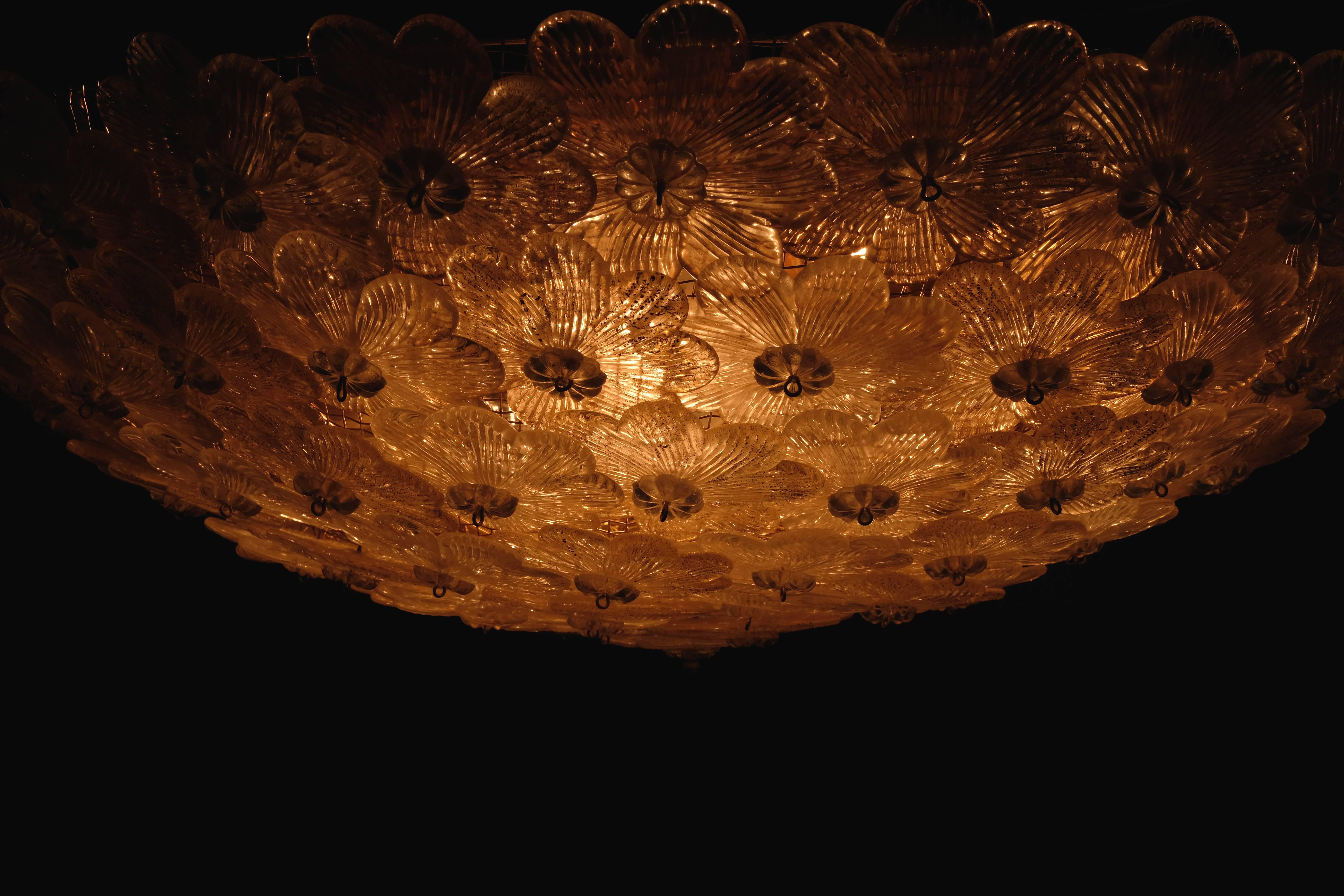 Pair of Beautiful Ceiling Lights Flowers by Barovier & Toso, Murano, 1990s 2