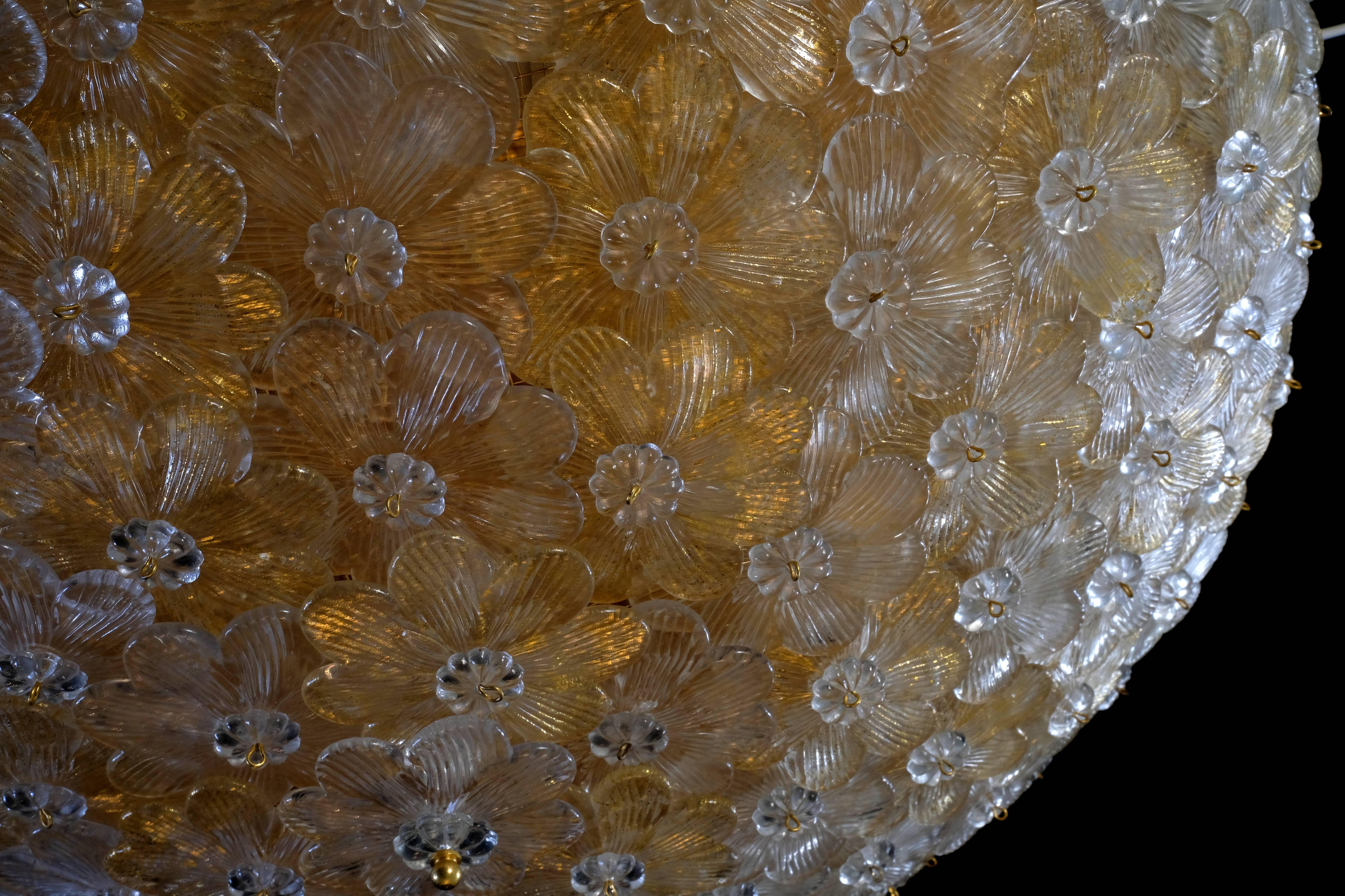 Pair of Beautiful Ceiling Lights Flowers by Barovier & Toso, Murano, 1990s 4