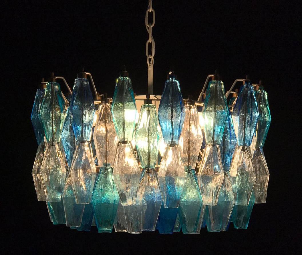 Late 20th Century Pair of Murano Poliedri Chandelier in the Style of Carlo Scarpa